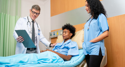 doctor and nurse visiting their patient